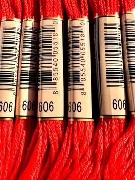 Муліне для вишивання AIRO №606 колір Orange-Red, Bright/Яскравий помаранчево-червоний 8м