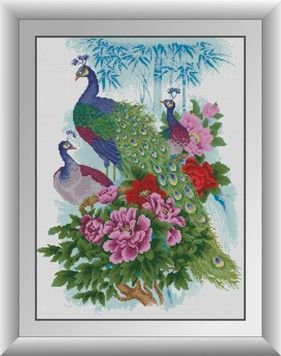 Набір для малювання каменями алмазний живопис Dream Art Сім'я павичів (квадратні, повна) 30989D - Вишивка хрестиком і бісером - Овечка Рукодільниця