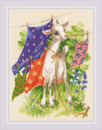 Пустотлива кізочка. Набір для вишивання хрестом. Ріоліс (1891) - Вишивка хрестиком і бісером - Овечка Рукодільниця