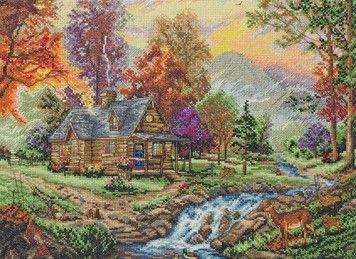 Набір для вишивання Anchor MAIA 01223 Mountain Retreat / Будиночок в горах - Вишивка хрестиком і бісером - Овечка Рукодільниця