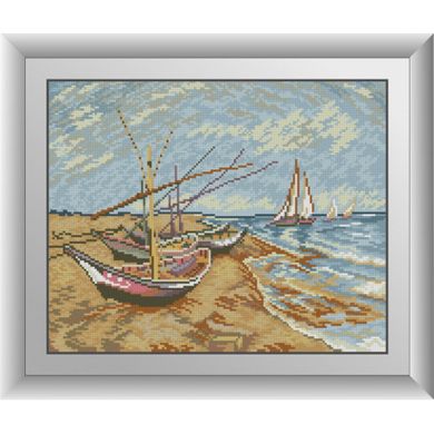 Рыболовные лодки на берегу Сент-Мари. Ван Гог Набор алмазной живописи Dream Art 30515D - Вышивка крестиком и бисером - Овца Рукодельница