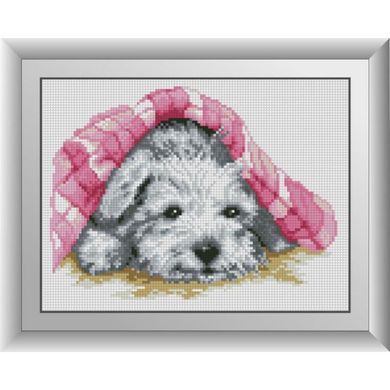 Спрятался (щенок, розовый). Dream Art (30164D) - Вышивка крестиком и бисером - Овца Рукодельница