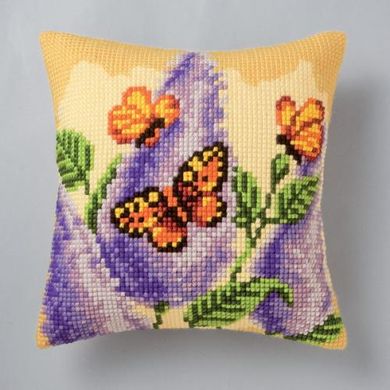 Бабочки на цветке. Подушка для вышивания. Vervaco Вервако (1200/906) - Вышивка крестиком и бисером - Овца Рукодельница