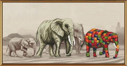 Прогулянка слонів. Набір для вишивання нитками на канві з малюнком фону. Нова Слобода Креатив (СВ3037) - Вишивка хрестиком і бісером - Овечка Рукодільниця