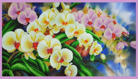 Орхидеи в саду. Набор для вышивки бисером. Картины бисером (P-308кб) - Вышивка крестиком и бисером - Овца Рукодельница