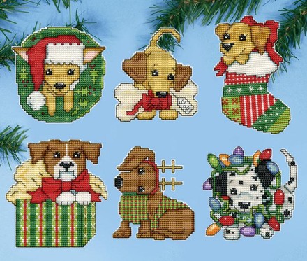 Рождественские щенки. Набор для вышивания крестом. Design Works (dw5920) - Вышивка крестиком и бисером - Овца Рукодельница