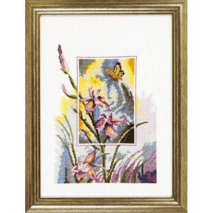 Набір для вишивання "Ірис і метелик (Iris w/butterfly)" PERMIN - Вышивка крестиком и бисером - Овца Рукодельница
