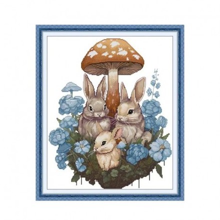 Сім'я кроликів Набір для вишивання хрестиком з друкованою схемою на тканині Joy Sunday DA931 - Вышивка крестиком и бисером - Овца Рукодельница