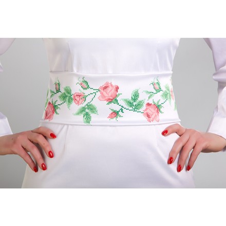 Заготовка женского пояса для вышивки бисером Барвиста Вышиванка Хрупкие розы ПС017кБнннн