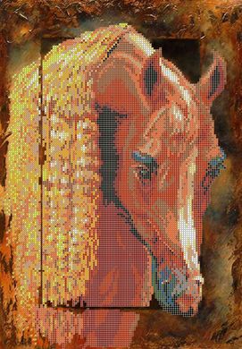 Рыжий конь. Ткань для вышивки бисером. Картины бисером (S-048кб) - Вышивка крестиком и бисером - Овца Рукодельница