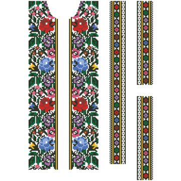 Заготовка дитячої вставки для сорочки на 6-12 років Борщівські візерунки для вишивки бісером і нитками ВД064дБнннн