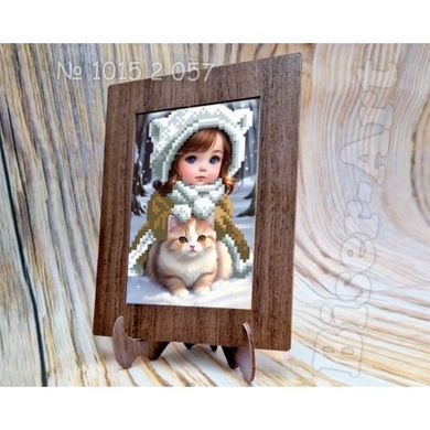 Дівчинка з котиком Схема з рамкою для вишивки бісером Biser-Art 10152057ба - Вышивка крестиком и бисером - Овца Рукодельница