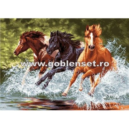 Набор для вышивания гобелен Goblenset G891 Лошади в галопе - Вишивка хрестиком і бісером - Овечка Рукодільниця