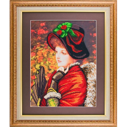 Дівчина в капелюшку Атлас з малюнком для часткової вишивки бісером Ангеліка A-526 - Вишивка хрестиком і бісером - Овечка Рукодільниця