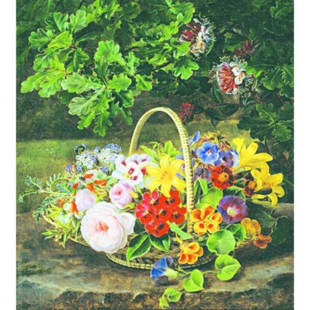 Корзинка с цветами Принт для художественной вышивки Alisena AL1077а - Вышивка крестиком и бисером - Овца Рукодельница