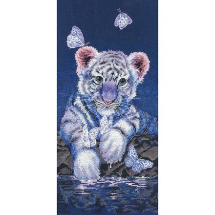 Набір для вишивання Anchor MAIA 01165 White Baby Tiger / Білий тінренок - Вышивка крестиком и бисером - Овца Рукодельница