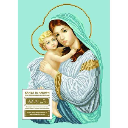 Мадонна з дитям (благодать) Канва з нанесеним малюнком для вишивання бісером Солес МДБ-СХ - Вишивка хрестиком і бісером - Овечка Рукодільниця