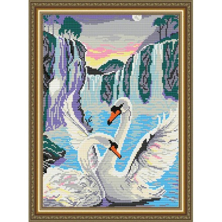 Набор для рисования камнями алмазная живопись ArtSolo Лебеди у водопада AT3003 - Вышивка крестиком и бисером - Овца Рукодельница