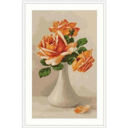 Оранжевые розы в вазе. Набор для вышивания гобеленом. Luca-S (G505) - Вышивка крестиком и бисером - Овца Рукодельница