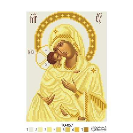 Схема картины Владимирская икона Божией Матери для вышивки бисером на ткани ТО057ан1622 - Вышивка крестиком и бисером - Овца Рукодельница