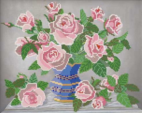 Рожеві троянди. Тканина із малюнком для вишивання бісером. Марічка (РКП-144) - Вишивка хрестиком і бісером - Овечка Рукодільниця