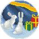 Набір для вишивки бісером Барвиста Вишиванка Пошита новорічна іграшка Зайчата (серія: Ніч чудес) 14х14 ТР206аБ1414k