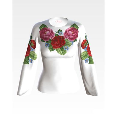 Заготовка женской вышиванки Пышные розы, фиалки для вышивки бисером БЖ008шБнннн