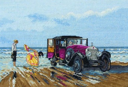 Винтажный Rolls-Royce на пляже. Набор для вышивания крестиком. Anchor (PCE760) - Вышивка крестиком и бисером - Овца Рукодельница