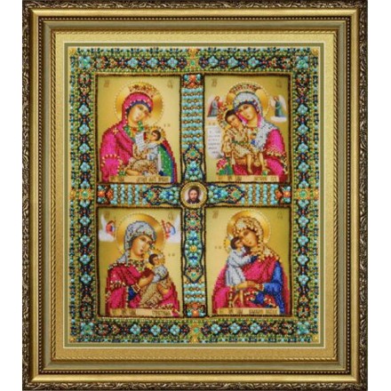 Набор для вышивания Картины Бисером Четырехчастная Икона Пресвятой Богородицы Р-429 - Вышивка крестиком и бисером - Овца Рукодельница