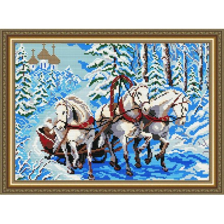 Набор для рисования камнями алмазная живопись ArtSolo Тройка лошадей AT3004 - Вышивка крестиком и бисером - Овца Рукодельница