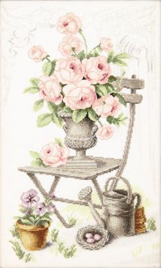 Летний натюрморт с розами. Набор для вышивания крестом. Чаривна мить (М-355) - Вышивка крестиком и бисером - Овца Рукодельница