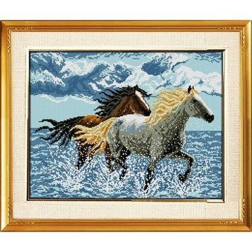 Набір для малювання камінням алмазна живопис Dream Art біжать по хвилях коні (квадратні, повна) 30243D - Вишивка хрестиком і бісером - Овечка Рукодільниця