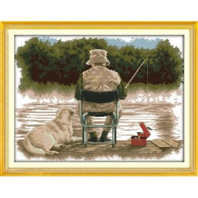 Рибалка Набір для вишивання хрестиком з друкованою схемою на тканині Joy Sunday R501 - Вишивка хрестиком і бісером - Овечка Рукодільниця