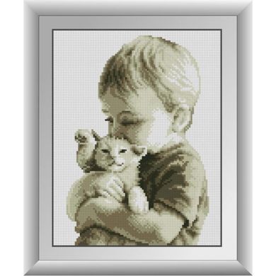 Малюк з кошеня. Dream Art (30583D) - Вишивка хрестиком і бісером - Овечка Рукодільниця