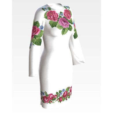 Заготовка женского платья Розовые розы, фиалки для вышивки бисером ПЛ009кБнннн
