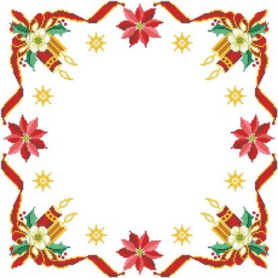 Схема Новогодняя скатерть Новогодний цветок для вышивки бисером и нитками на габардине. ТР149пБ5252 - Вышивка крестиком и бисером - Овца Рукодельница