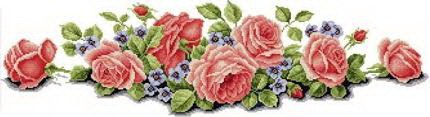 Длинные розы(1)(розовые) Набор для вышивания крестом с печатной схемой на ткани Joy Sunday H030 - Вишивка хрестиком і бісером - Овечка Рукодільниця