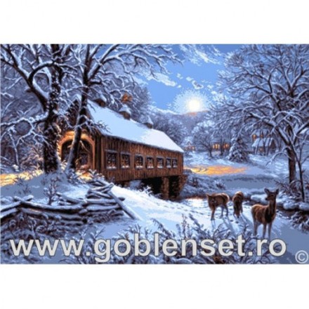 Набор для вышивания гобелен Goblenset G969 Зимняя тишина - Вышивка крестиком и бисером - Овца Рукодельница
