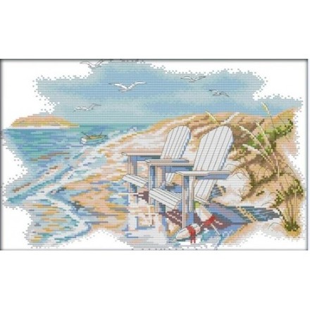 Тихий пляж Набір для вишивання хрестиком з друкованою схемою на тканині Joy Sunday F665JS - Вышивка крестиком и бисером - Овца Рукодельница