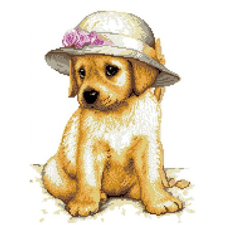 Собачка в шляпке Ткань для вышивания с нанесённым рисунком Orchidea O-2415 - Вышивка крестиком и бисером - Овца Рукодельница