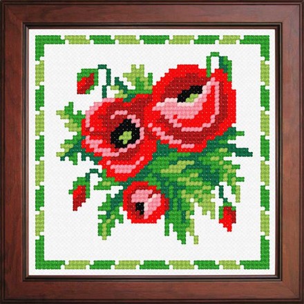 Букет маков Ткань для вышивания с нанесённым рисунком Orchidea O-1238 - Вишивка хрестиком і бісером - Овечка Рукодільниця