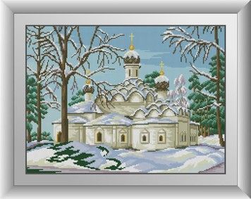 Набір для малювання каменями алмазний живопис Dream Art Храм в зимовому лісі (квадратні, повна) 30992D - Вишивка хрестиком і бісером - Овечка Рукодільниця