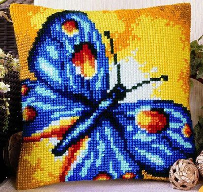 Синій метелик. Подушка для вишивання. Vervaco (1200/936) - Вишивка хрестиком і бісером - Овечка Рукодільниця