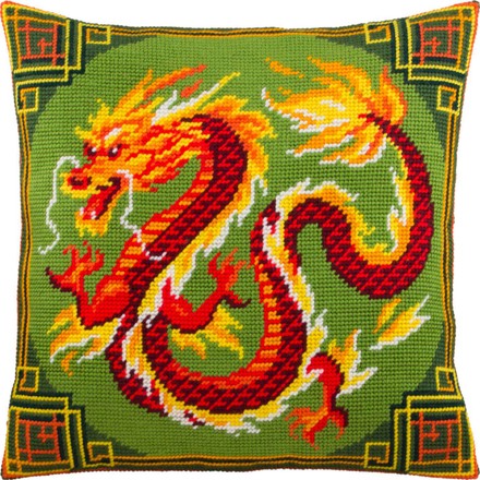 Китайский дракон. Подушка для вышивания. Чарівниця (V-291) - Вышивка крестиком и бисером - Овца Рукодельница