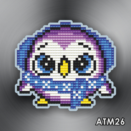 Пингвинёнок фиолетовый ArtSolo Набор алмазной живописи. Магнит АТМ26 - Вышивка крестиком и бисером - Овца Рукодельница