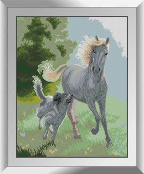 Набір для малювання каменями алмазний живопис Dream Art Кінь та собака (квадратні, повна) 31260D - Вишивка хрестиком і бісером - Овечка Рукодільниця