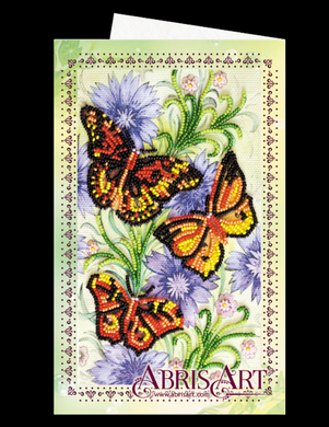 Листівка-конверт Три метелики. Набір для вишивання бісером. Абріс Арт (AOM-008) - Вишивка хрестиком і бісером - Овечка Рукодільниця