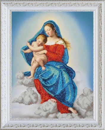 Діва Марія з немовлям. Набір для вишивання бісером. Картини Бісером (Р-347кб) - Вишивка хрестиком і бісером - Овечка Рукодільниця