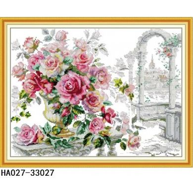 Роза в цвіту Набір для вишивання хрестиком з друкованою схемою на тканині Joy Sunday HA027 - Вышивка крестиком и бисером - Овца Рукодельница