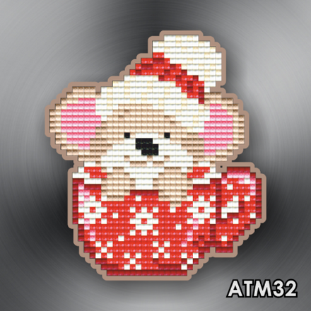Мышонок в красной чашке ArtSolo Набор алмазной живописи. Магнит АТМ32 - Вышивка крестиком и бисером - Овца Рукодельница